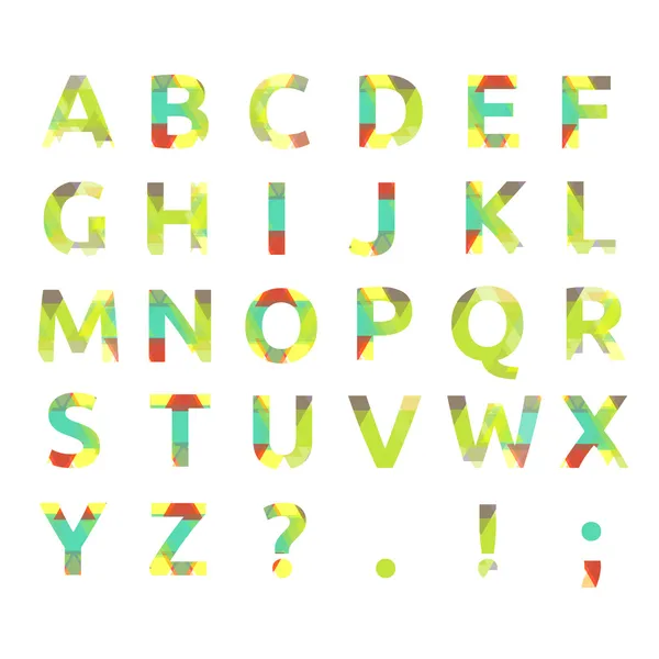 Alfabeto spettrale creativo del colore geometrico della carta — Vettoriale Stock