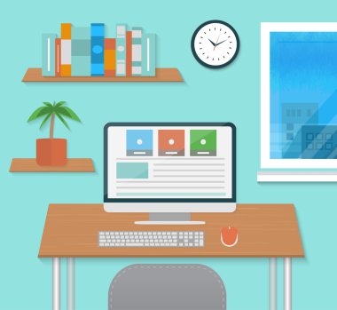 Modern ofis iç tasarım masaüstü ile