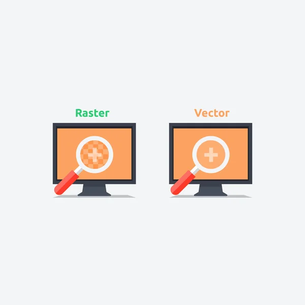 Verschil tussen vector en raster formaat — Stockvector