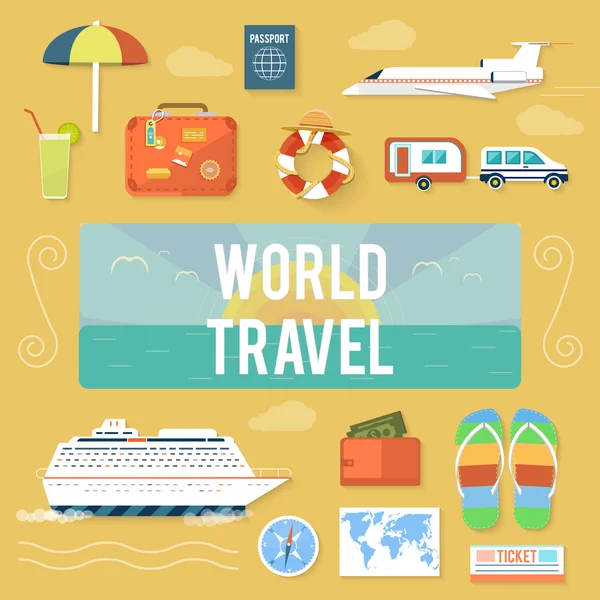 Yaz tatil Planlama ve seyahat Icons set — Stok Vektör