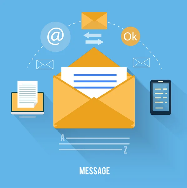 Mesaj ve e-posta teknolojisi ile zarf — Stok Vektör