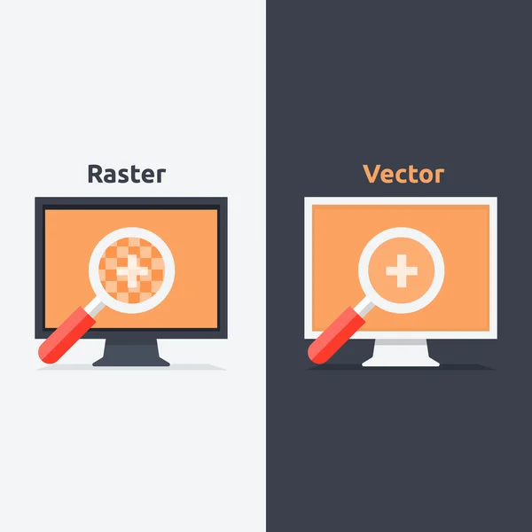 Verschil tussen vector en raster formaat — Stockvector