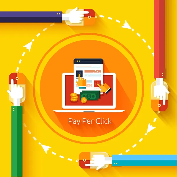 Pay per click modèle de publicité internet — Image vectorielle