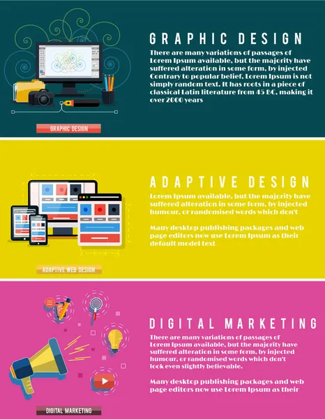 Icone per web design, seo, digital marketing — Vettoriale Stock