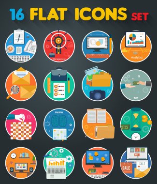 iş, ofis ve pazarlama öğe simgeleri