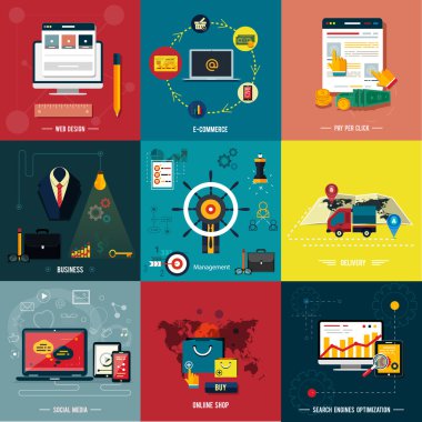 web tasarım, seo, sosyal medya için simgeler