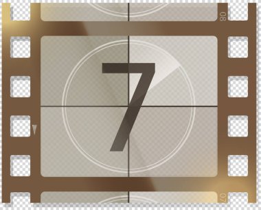 Sinema filmi ve fotoğrafçılık film şerit şablonu 7 işaretli, vektör düz unsur vintage tarzında