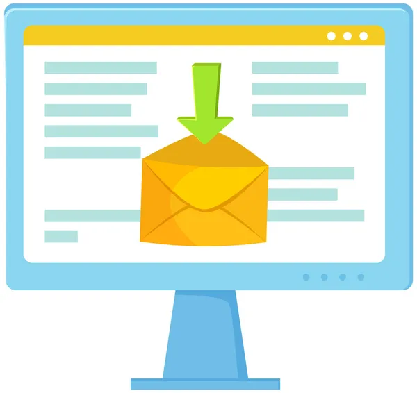 Illustrazione e-mail con busta. Invio o ricezione di e-mail concetto di design piatto. Email marketing — Vettoriale Stock