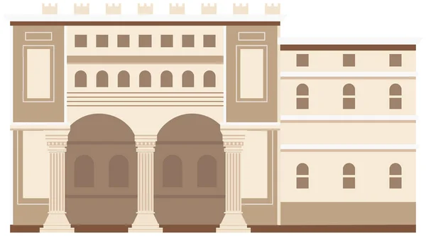 Αρχαία ρωμαϊκή στήλη ναός Πάνθεον κτίριο κεραμίδια Ρώμη, στρατηγική ανάπτυξη αντίκες πολιτισμού — Διανυσματικό Αρχείο