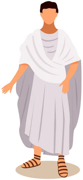 Young male roman wearing long tunic and sandals as traditional clothes vector illustration — Stock Vector