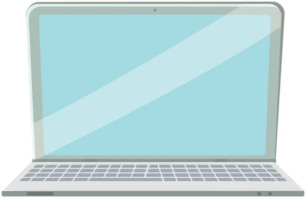 Portátil gris abierto con pantalla azul vacía, tecnología moderna, dispositivo electrónico, aislado por ordenador — Archivo Imágenes Vectoriales