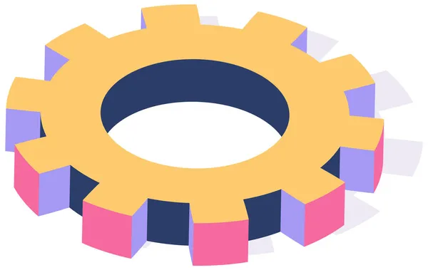 Attrezzature per lavori di manutenzione. Attrezzo colorato in stile isometrico, ruota dentata per fissare e riparare — Vettoriale Stock
