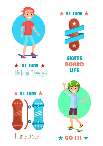 21 juni Go Skateboarden Dag no Limit Freestyle — Stockvector