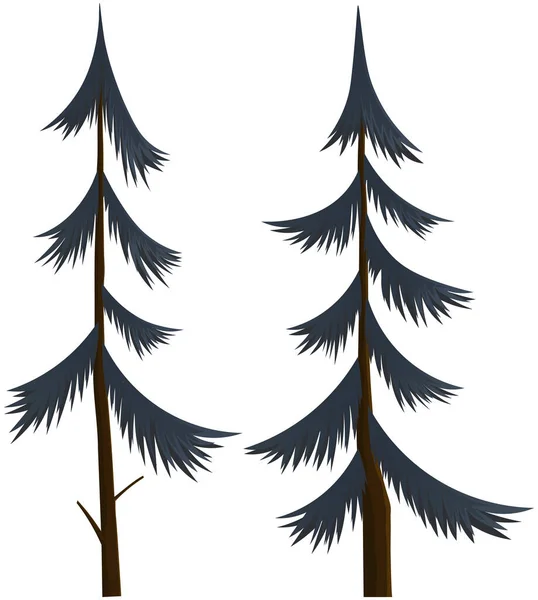 Vetor isolado pinheiros desenhos animados no fundo branco. Planta da floresta de coníferas. árvore de natal — Vetor de Stock