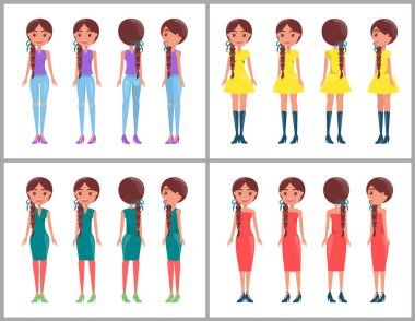 Kadın Koleksiyonu Yapıcı Vektör İllüstrasyonu