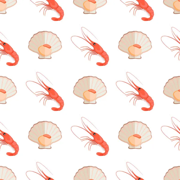 Lobster and Shell Pattern Vector Illustration — Stock Vector