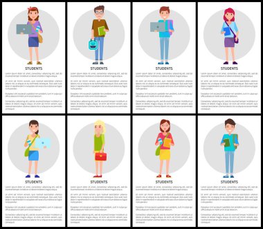 Öğrenciler poster koleksiyonu vektör çizim