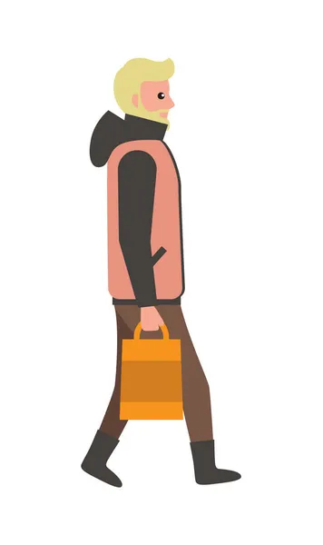 Homme avec sac Affiche de marche Illustration vectorielle — Image vectorielle