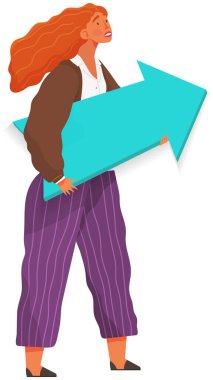 İşadamı projeleri başlatmak veya başlatmak için oynatma düğmesine basıyor, kadın yalıtılmış ok vektörüne basıyor