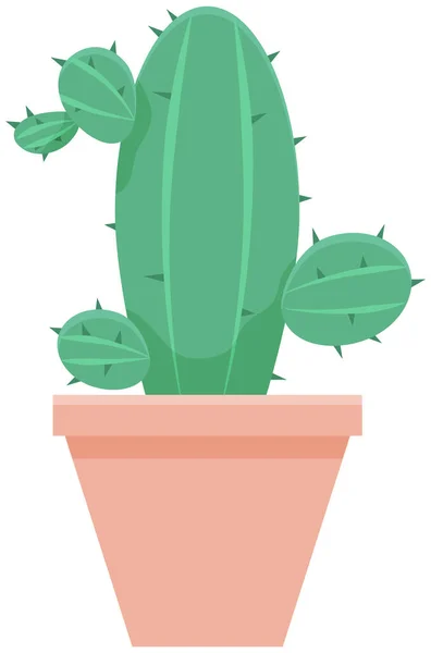 Kaktus-Ikone im flachen Stil auf weißem Hintergrund. Südlicher Pflanzenkaktus im Topf und mit Dornen — Stockvektor
