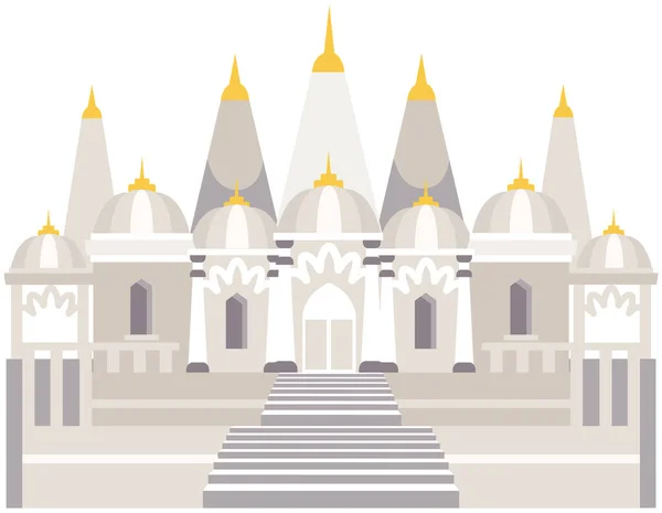 Templo budista. Edificio o templo asiático o chino en estilo tradicional aislado en blanco — Vector de stock