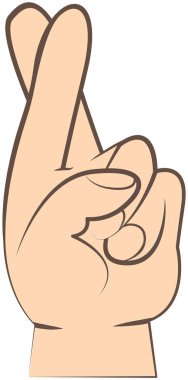 İnsan el hareketi ve çapraz parmaklar renk ikonu. Şans, yalan, batıl inanç sembolü, iyi şanslar.