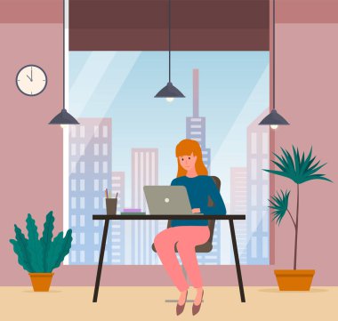 Uzaktan öğrenme, serbest çalışma ve internet eğlencesi. Dizüstü bilgisayarla çalışan kadın.