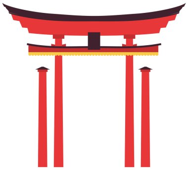 Japon kapısı beyaz, Torii kapısı, Japon kapısı. Çin ve Japon mimari tapınağı