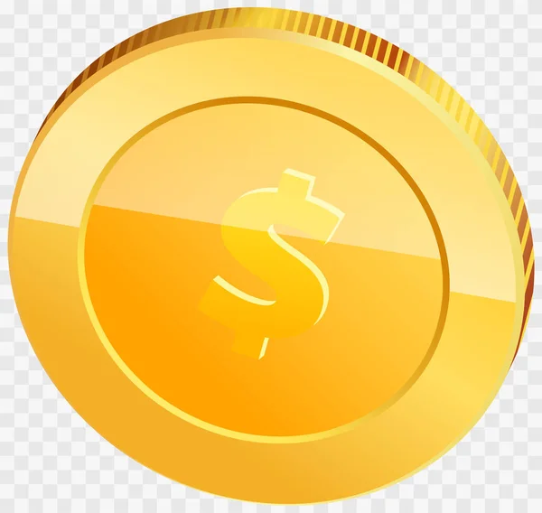 Moneda de oro con signo de dólar aislado. Moneda realista 3d. Dinero centavo como símbolo de riqueza y éxito — Vector de stock