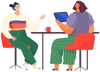 İletişim, iş yerinde sohbet. Meslektaşlar iletişim kurar. İnsanlar iş sorularını tartışıyor