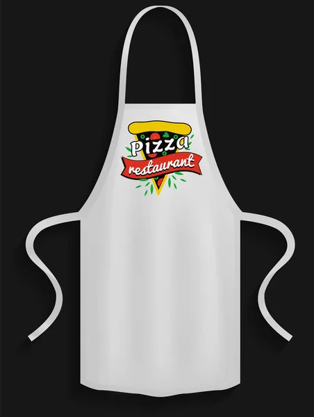 Aprons with pizzeria logos. Clothes for working and cooking in kitchen of pizza restaurant — Stock Vector