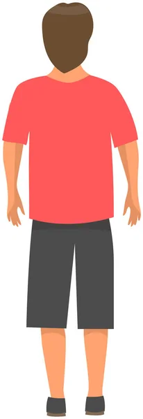 Young man in casual clothing standing looking back. Male character looks at something behind him — Stock Vector