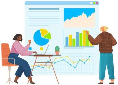 Proje yönetimi ve finansal rapor kavramı. Danışmanlık ekibi çalışması, iş analizi planlaması