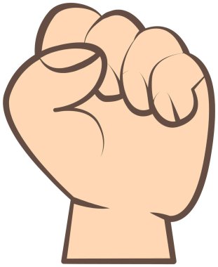 Beyaz arka planda yumruğunu kaldır. Yumruğu sıkılmış yumrukla renkli vektör, protesto
