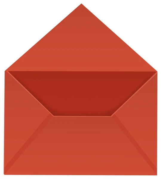 Posílání dopisů a pohlednic poštou. Červená složená otevřená obálka pro poštu z pošty — Stockový vektor