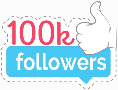 Çevrimiçi sosyal medya ağlarında birçok takipçiyi kutlamak için 100 bin takipçi kartı pankartı şablonu