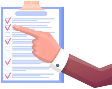 İnsan eliyle yapılacaklar listesine işaret ediyor. Sayfa kontrol, zaman çizelgesi, planlama çizelgesi