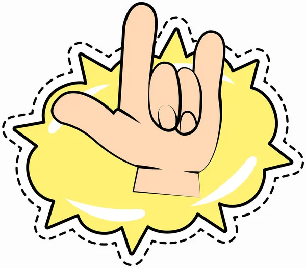 Hand gesture, wrist with fingers with sign horns, in form of index finger and little finger — Stock Vector