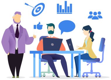 Ticari kalkınma için strateji planlama ile çalışan hedef takım, artan kar