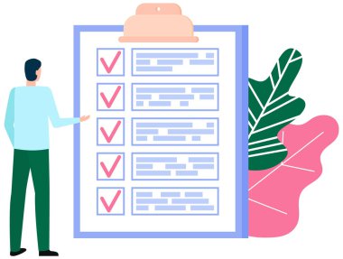 Ay çizelgesi, yapılacaklar listesi, zaman yönetimi. İşadamı kontrol ve planlama listesinin yanında duruyor