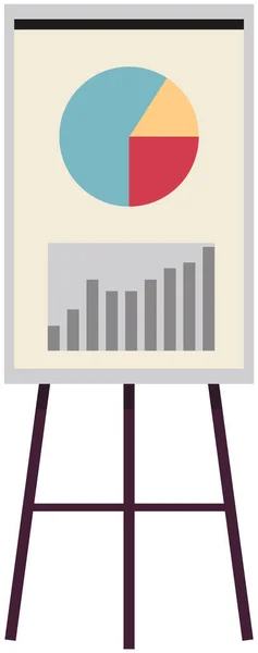 Vektor ikon av trä blädderblock med diagram eller cirkeldiagram, grafer, data, diagram, infographics — Stock vektor