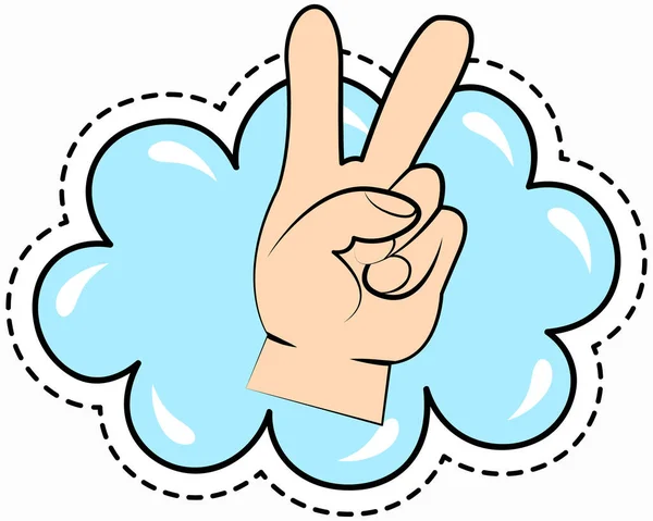 Ręczny gest jak litera V symbolizująca pokój. Gest w postaci dwóch palców podniesionych do góry. Zwycięska ręka — Wektor stockowy