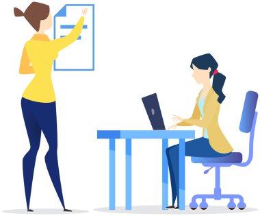 Ofis çalışanları bilgisayar ve teknolojiyle çalışır. İşçiler iş yapar, iş yerinde birlikte çalışırlar.