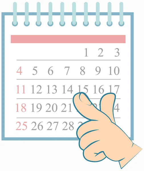 Business operations planning and scheduling concept with human hand pointing to calendar — Stock Vector