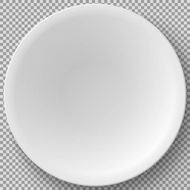 Boş beyaz porselen 3D plaka. Yemek takımı, porselen, restoranda yemek servisi için çanak çömlek.