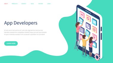 Yeni mobil programı olan uygulama geliştiricileri için web sitesi. Akıllı telefon arayüzü oluşturan insanlar