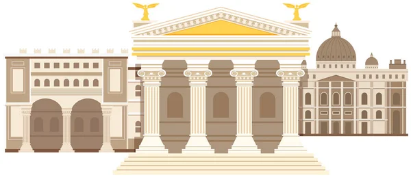 Αρχαία ρωμαϊκή στήλη ναός Πάνθεον κτίριο κεραμίδια Ρώμη, στρατηγική ανάπτυξη αντίκες πολιτισμού — Διανυσματικό Αρχείο