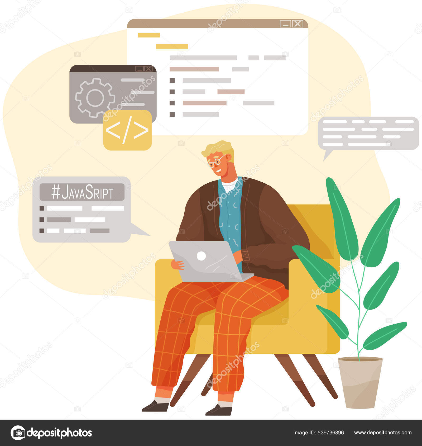 Programmer engineering and coding. Set of programmers working on web ...