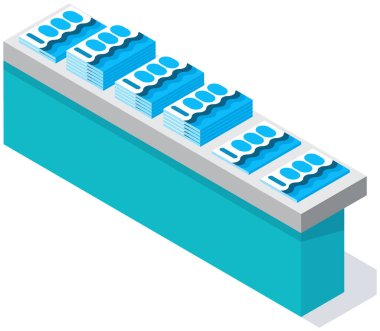 Kitaplarla, gazetelerle, dergilerle sunum standı. Promosyon, yeni ürün konsepti reklamı