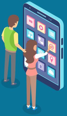 Akıllı telefon için mobil program, elektonik aygıt uygulaması geliştirmek için çalışan insanlar